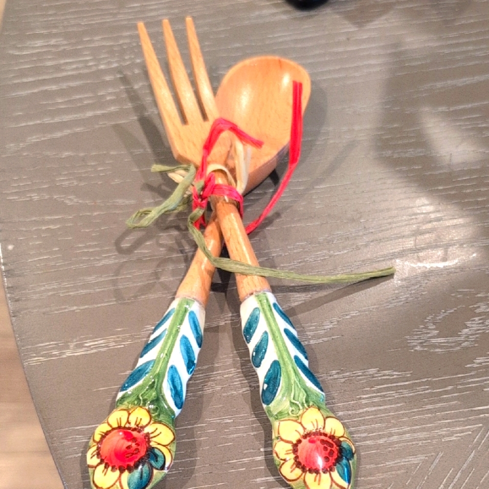 Colorful Wooden Fork and Spoon Set